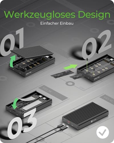 ICY Box Boîtier NVMe SSD M.2 2 Compartiments avec Refroidissement, USB |2 Gen 2 (20 Gbit/s), Support Double PCIe Gen 3 x