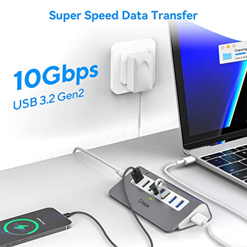 Hub USB |2 alimenté 10 Gbit/s pour ordinateur portable, concentrateur de 7 ports avec charge rapide, adaptateur secteur 