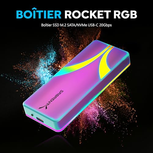 SABRENT Boîtier SSD NVMe M.2 USB |2 Gen 2x2 20Gbps, Adaptateur Externe en Aluminium Durable pour M.2 SATA 2230/2242/2260