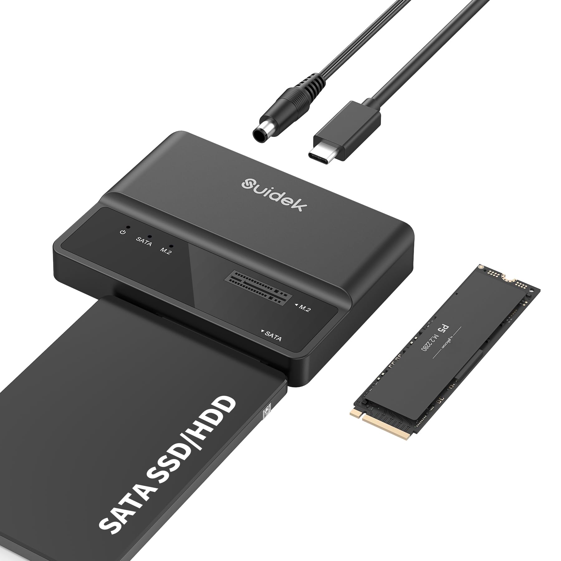 SUIDEK Boîtier SSD NVMe 10Gbps USB |1, Adaptateur Universel pour M.2 (M/M+B) & SATA SSD/HDD 2,5"/3,5" + Lecteur PCIe Gra